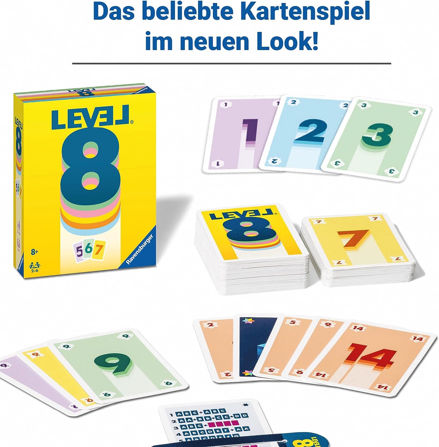 Ravensburger 20865 - Level 8, Das beliebte Kartenspiel für 2-6 Spieler ab 8 Jahren / Familienspiel / Reisespiel