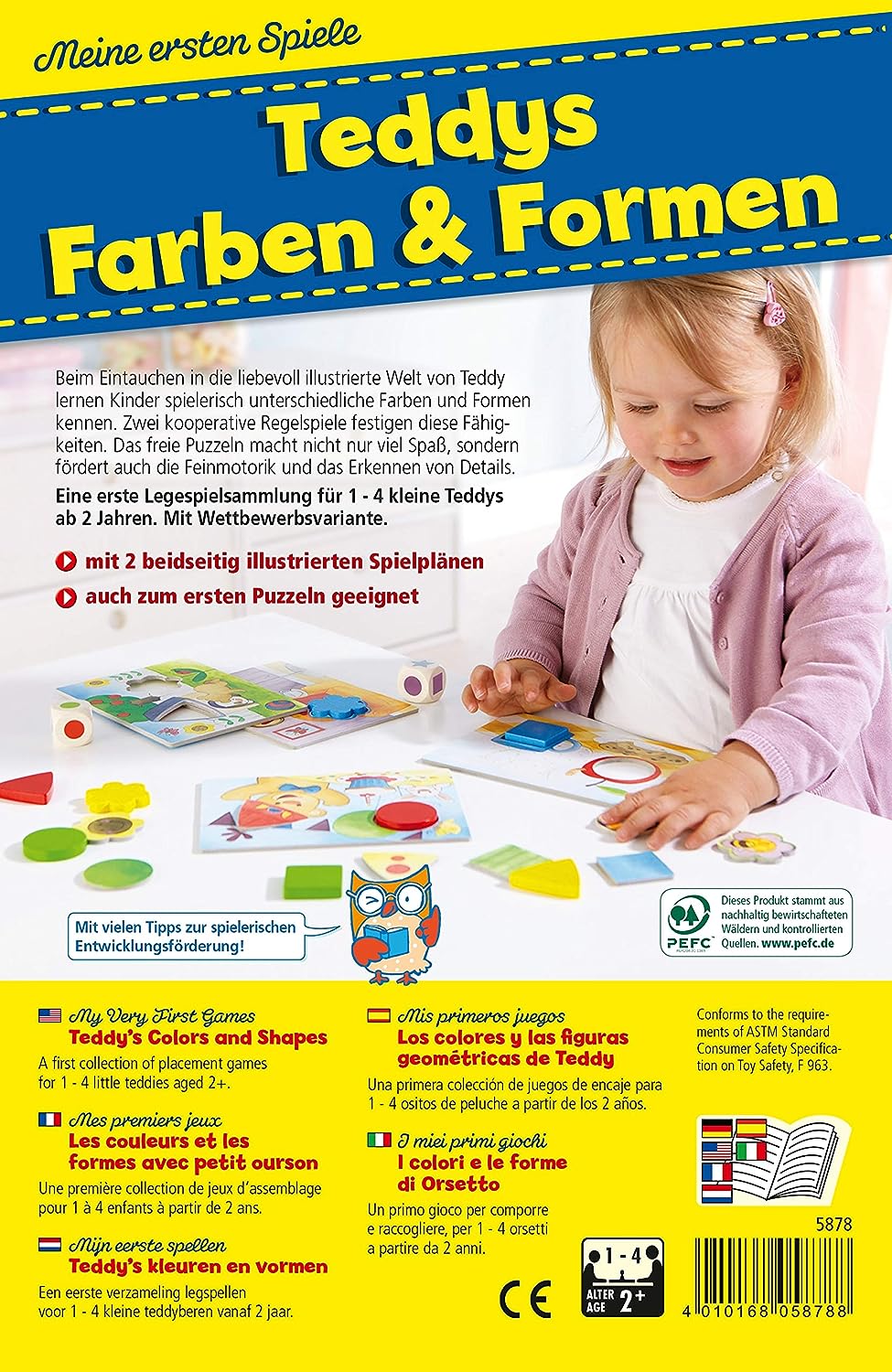 Haba 5878 - Meine ersten Spiele Teddys Farben und Formen, Legespielsammlung für 1-4 Kinder ab 2 Jahren, zum Lernen von Farben und Formen