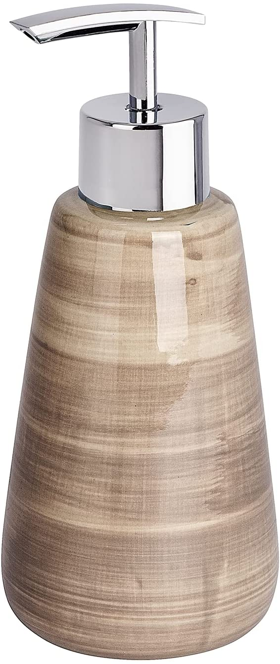 Seifenspender Pottery Sand Keramik - Flüssigseifen-Spender, Spülmittel-Spender Fassungsvermögen: 0.36 l, Keramik, 8 x 17.5 x 8 cm, Beige