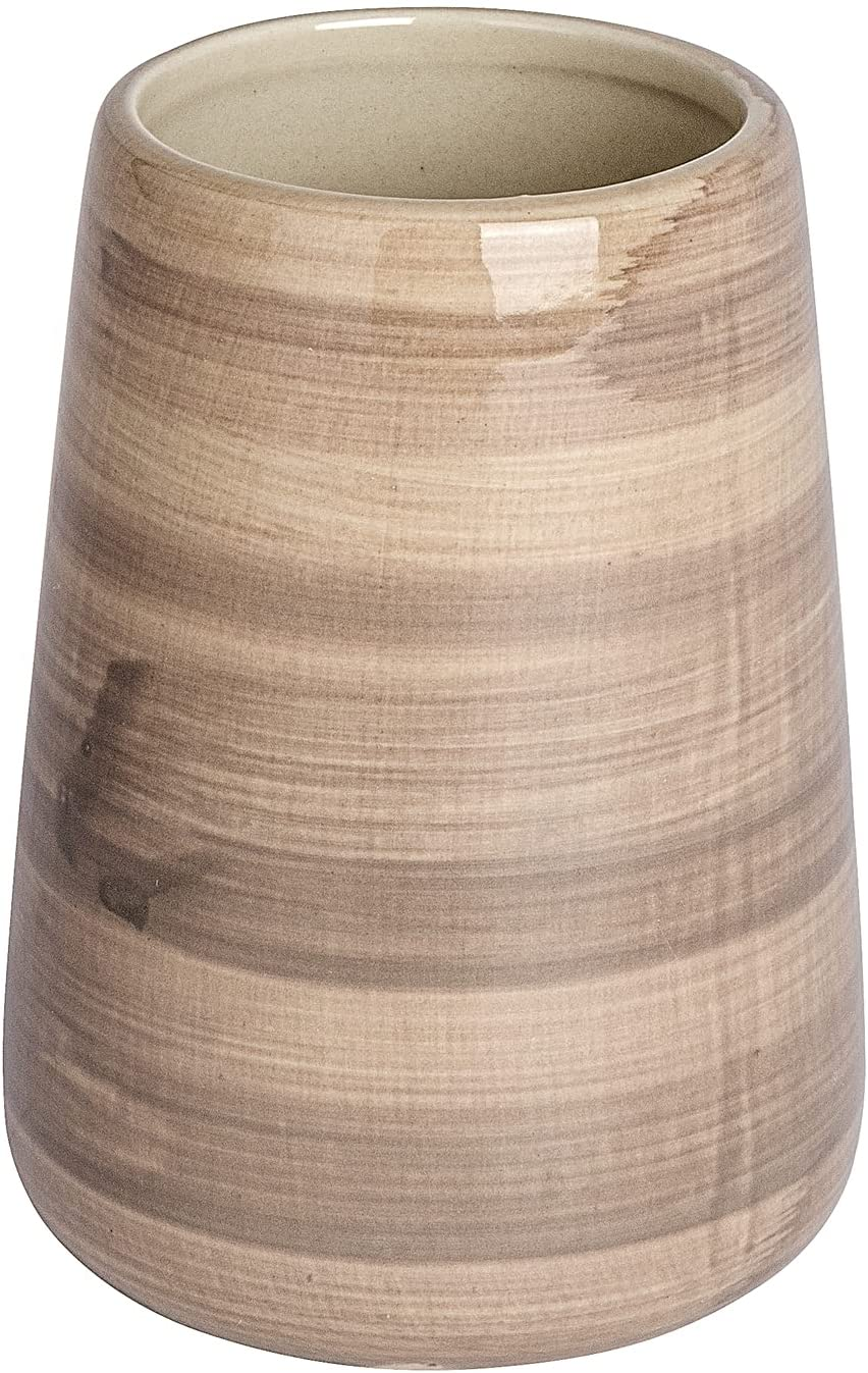 Zahnputzbecher Pottery Sand - Zahnbürstenhalter für Zahnbürste und Zahnpasta, Keramik, 8 x 11 x 8 cm, Beige