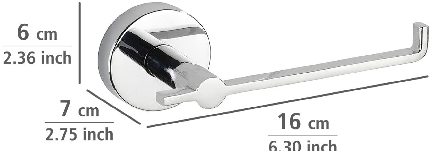 Vacuum-Loc® Toilettenpapierrollenhalter Capri - Befestigen ohne bohren, Zinkdruckguss, 16 x 6 x 7 cm, Chrom