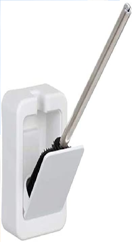 Static-Loc® WC-Garnitur Osimo - WC-Bürstenhalter, innovative Bürstenform aus Silikon, Befestigen ohne bohren, Kunststoff, 12 x 41 x 6 cm, Weiß
