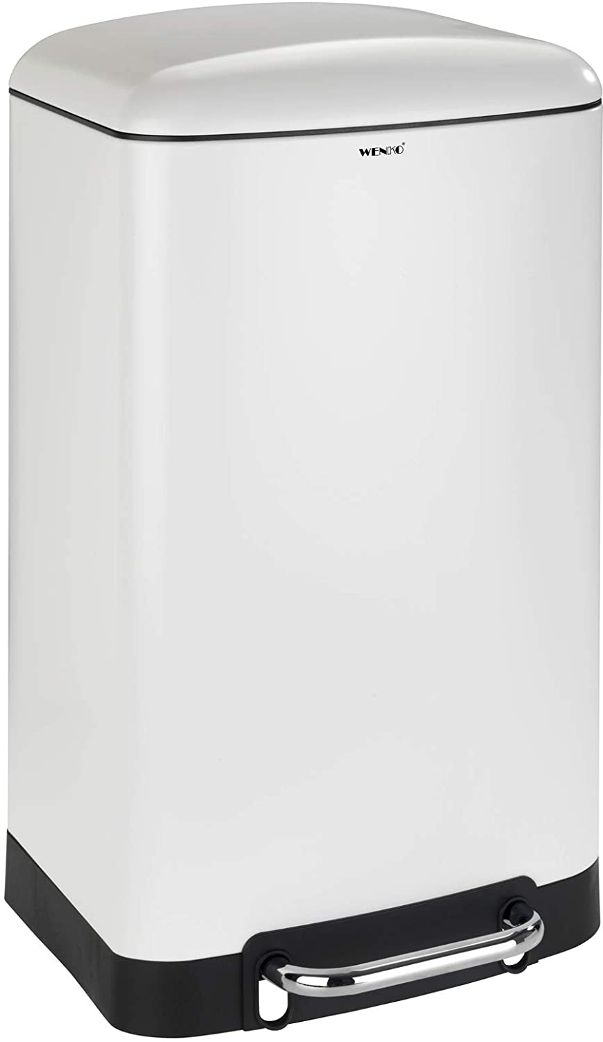 Treteimer Studio Easy-Close Weiß 30 L - Mülleimer mit Absenkautomatik Fassungsvermögen: 30 l, Stahl, 34 x 61 x 32.5 cm, Weiß