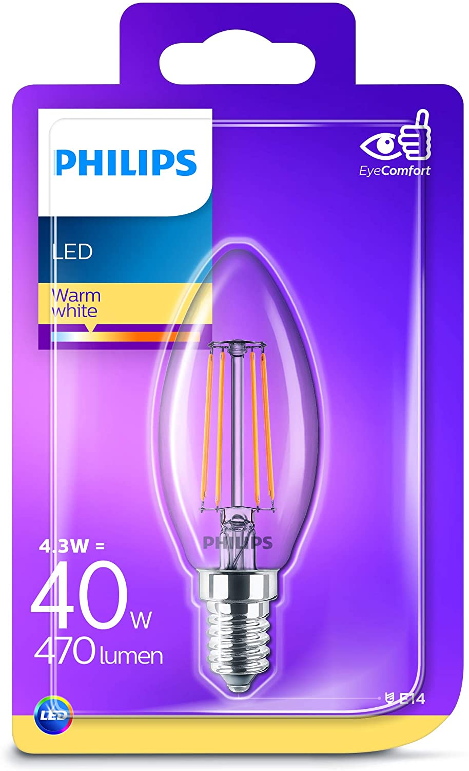 A++, LED-Leuchtmittel, Glas, 4 W, E14, klar, 3.5 x 3.5 x 9.7 cm [Energieklasse A++]