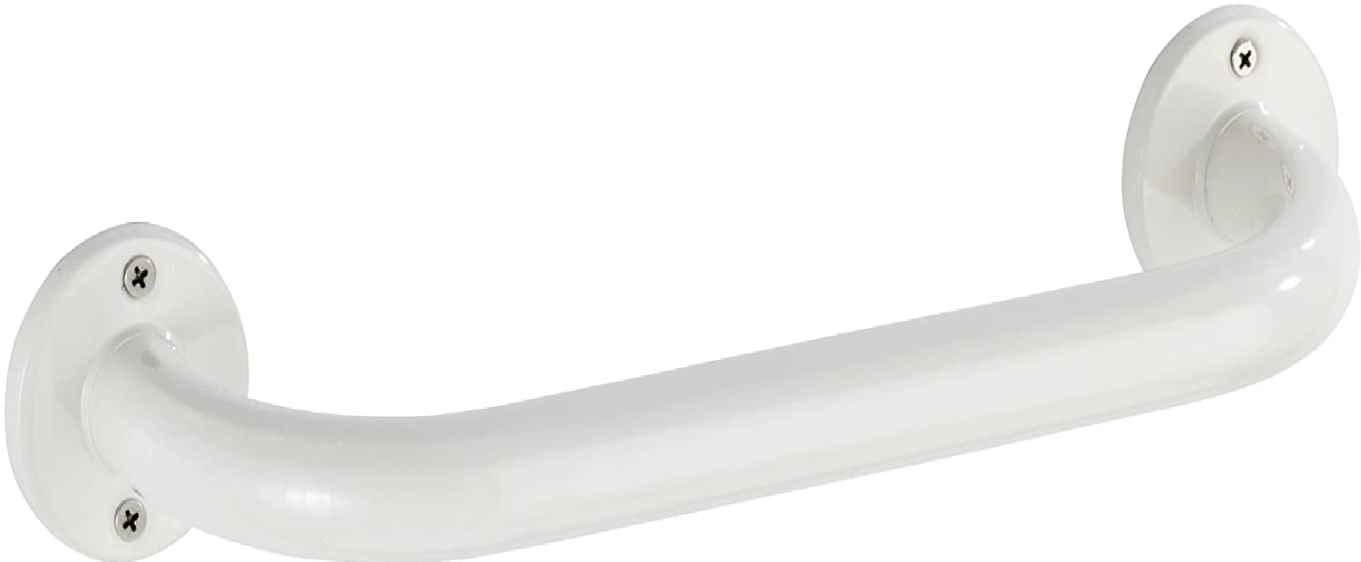 Badewannengriff Basic S- Haltegriff, Wandgriff, Duschgriff, Edelstahl rostfrei, 36 x 6 x 9.5 cm, Weiß