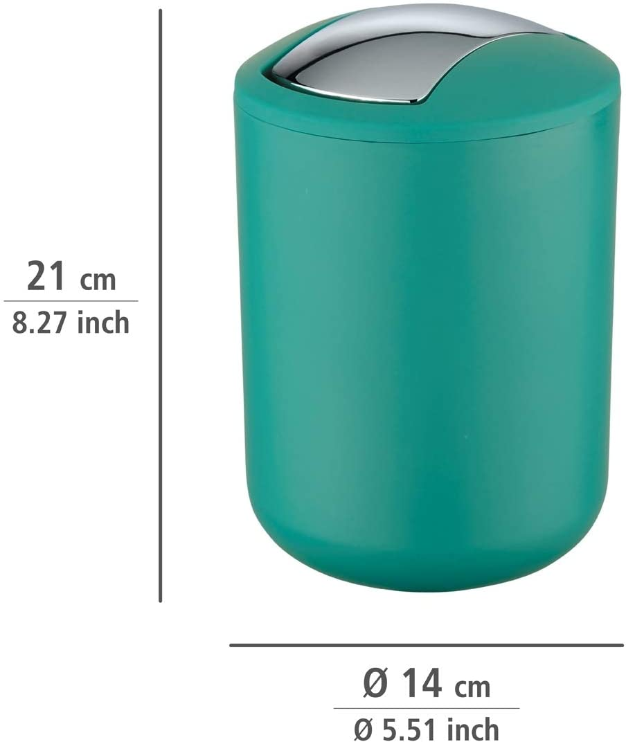 Schwingdeckeleimer Brasil Grün S - Kosmetikeimer, absolut bruchsicher Fassungsvermögen: 2 l, Kunststoff (TPE), 14 x 21 x 14 cm, Grün