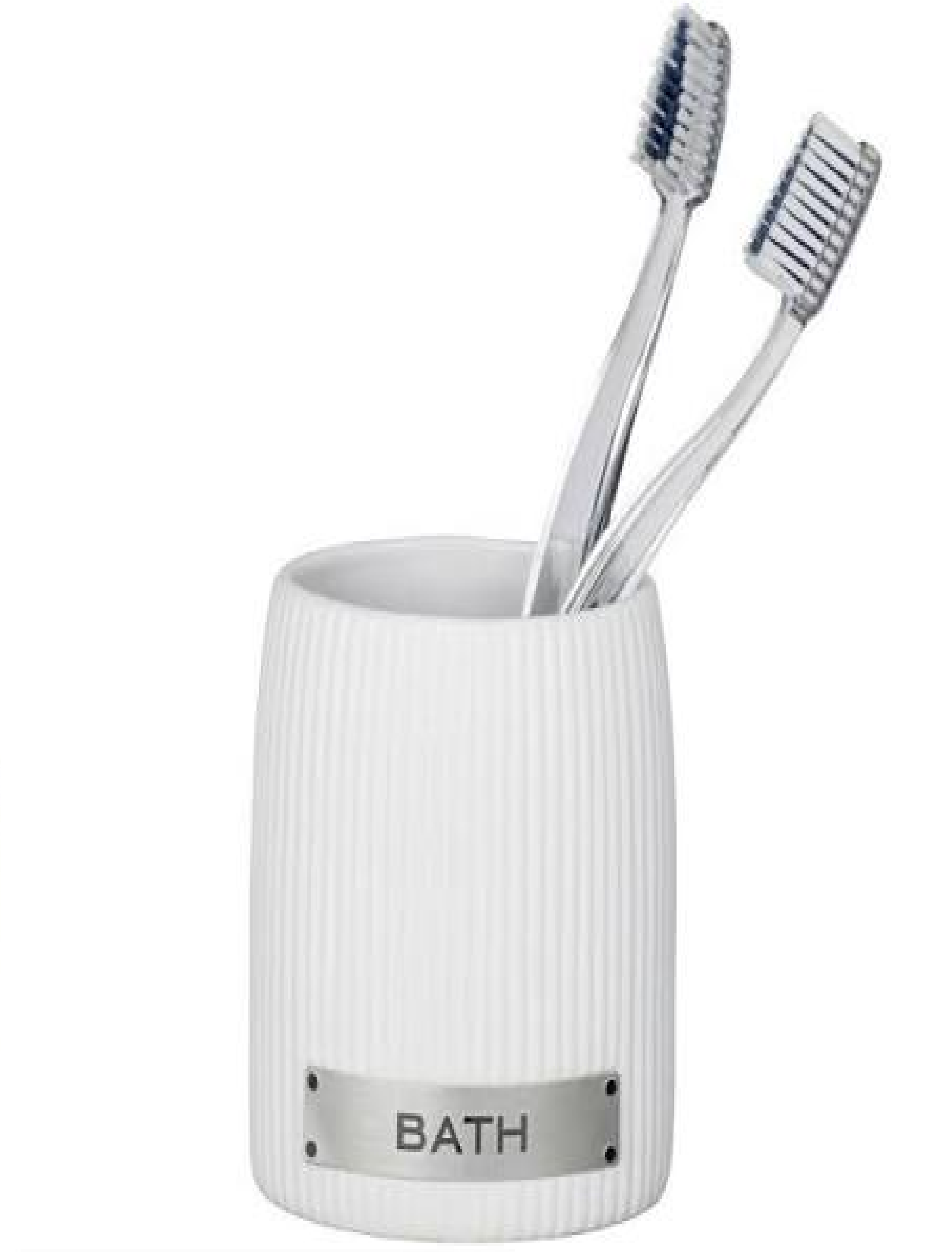 Bath Zahnputzbecher-/ Zahnbürstenhalter, für Zahnbürste und Zahnpasta, Keramik, 8,5 x 9,5 x 6,5 cm, Weiß
