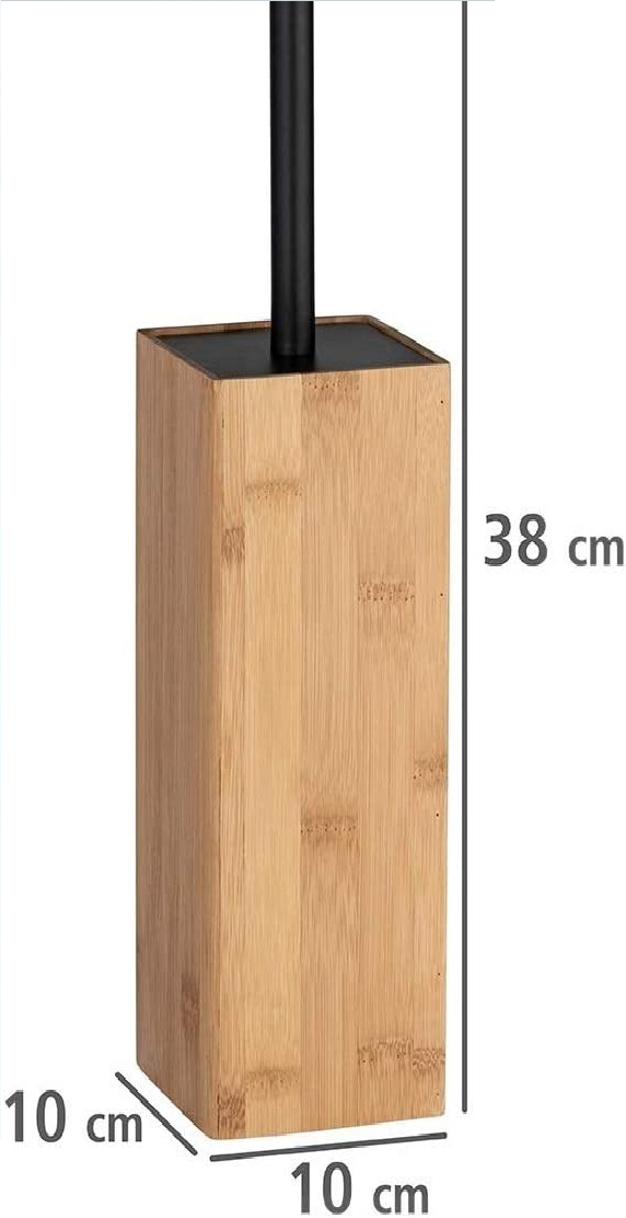 WC-Garnitur Padua, geschlossener WC Bürstenhalter aus nachhaltigem Bambus, inklusive Toilettenbürste mit Loft-Charakter, Bürstenkopf Ø 6,5 cm auswechselbar, 10 x 38 x 10 cm, Natur/Schwarz