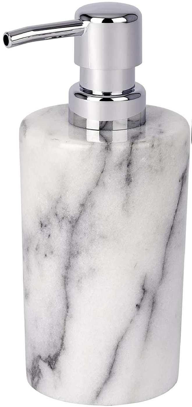 Seifenspender Onyx aus Marmor - Flüssigseifen-Spender, Spülmittel-Spender Fassungsvermögen: , Marmor, 7.5 x 18 x 8.5 cm, Weiß