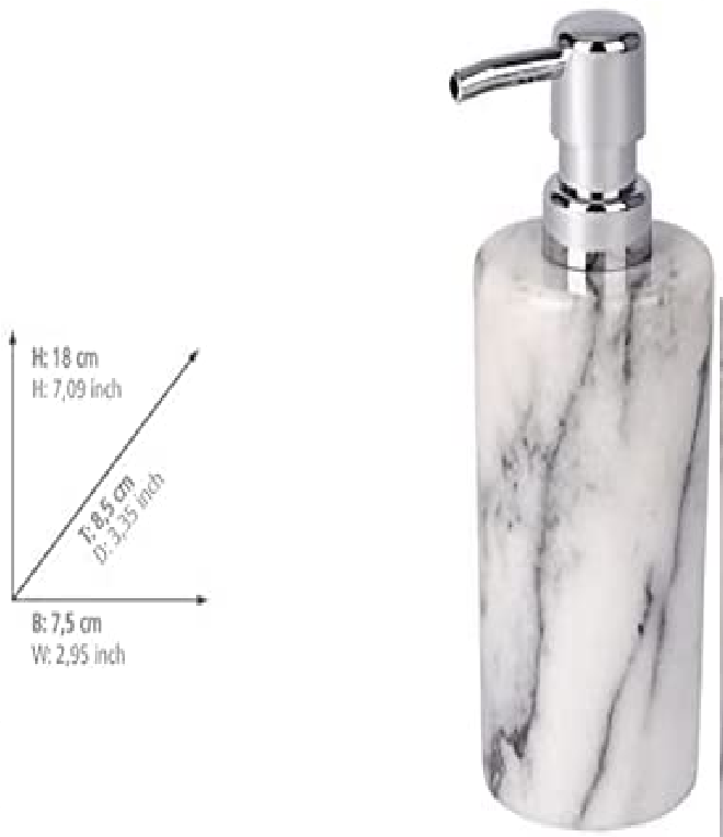 Seifenspender Onyx aus Marmor - Flüssigseifen-Spender, Spülmittel-Spender Fassungsvermögen: , Marmor, 7.5 x 18 x 8.5 cm, Weiß