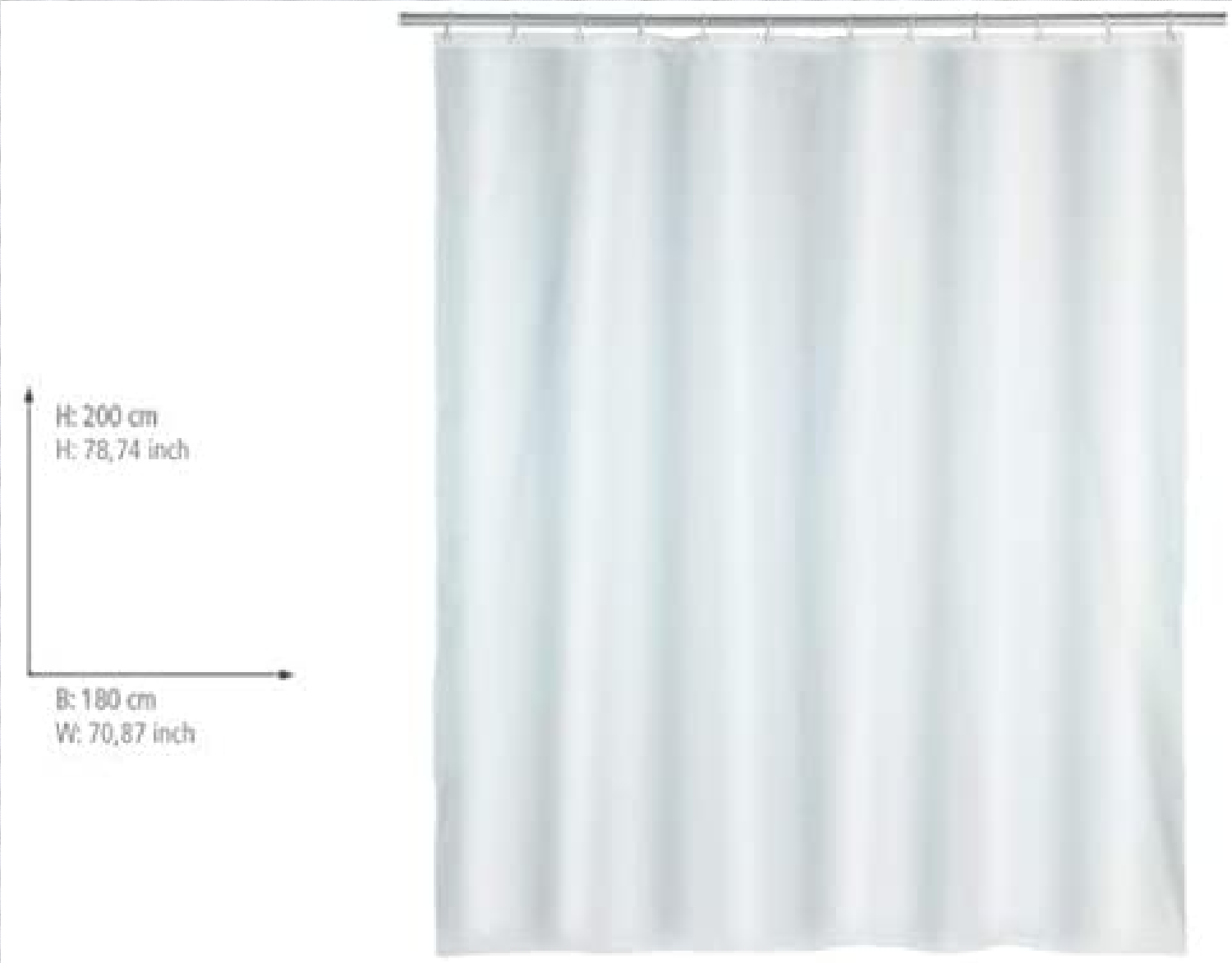 Duschvorhang Punto Weiß - Textil , waschbar, wasserabweisend, mit 12 Duschvorhangringen, Polyester, 180 x 200 cm, Weiß