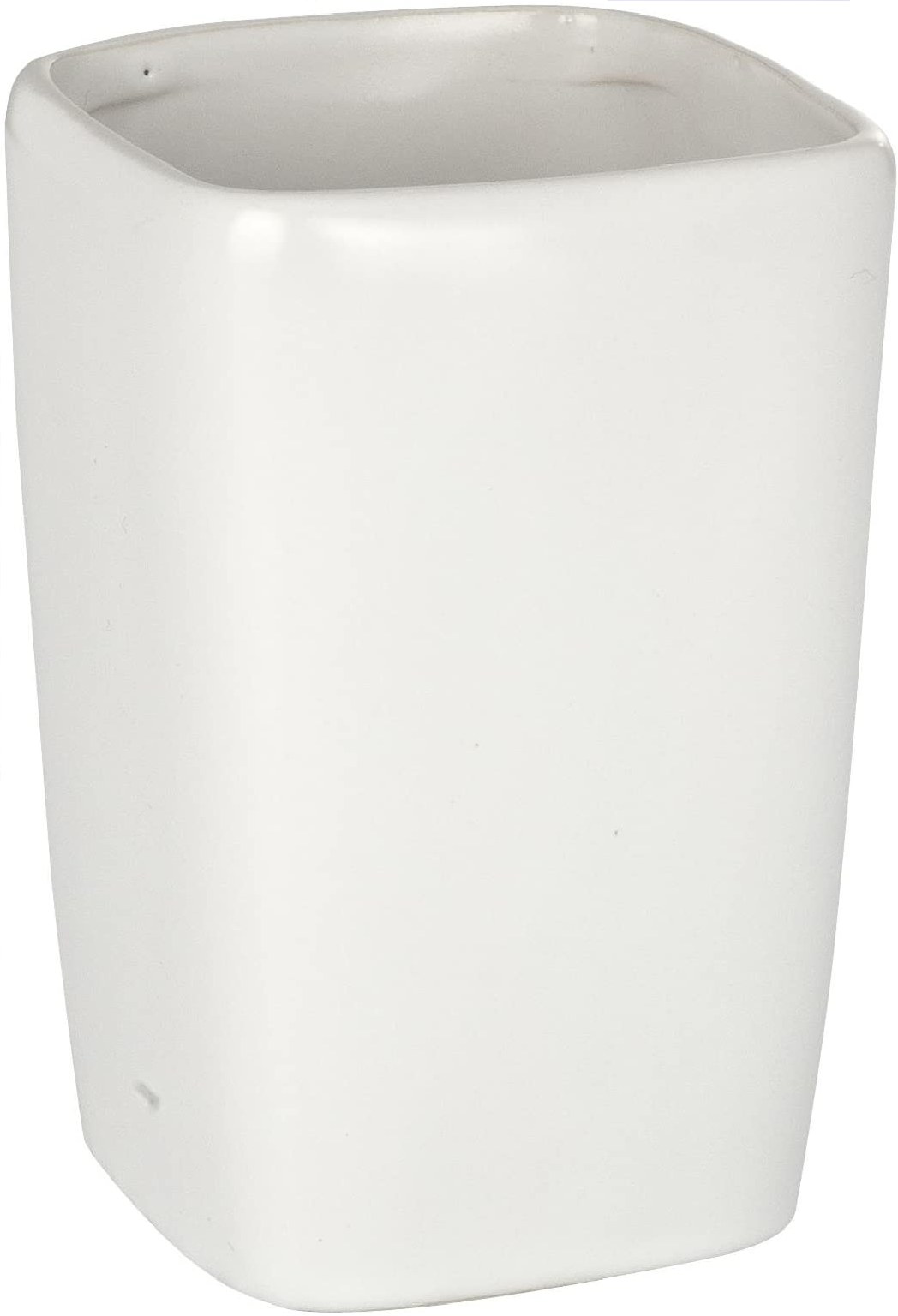 Faro White Zahnputzbecher-/ Zahnbürstenhalter, für Zahnbürste und Zahnpasta, Keramik, 7,5 x 10,7 x 7,5 cm, Weiß