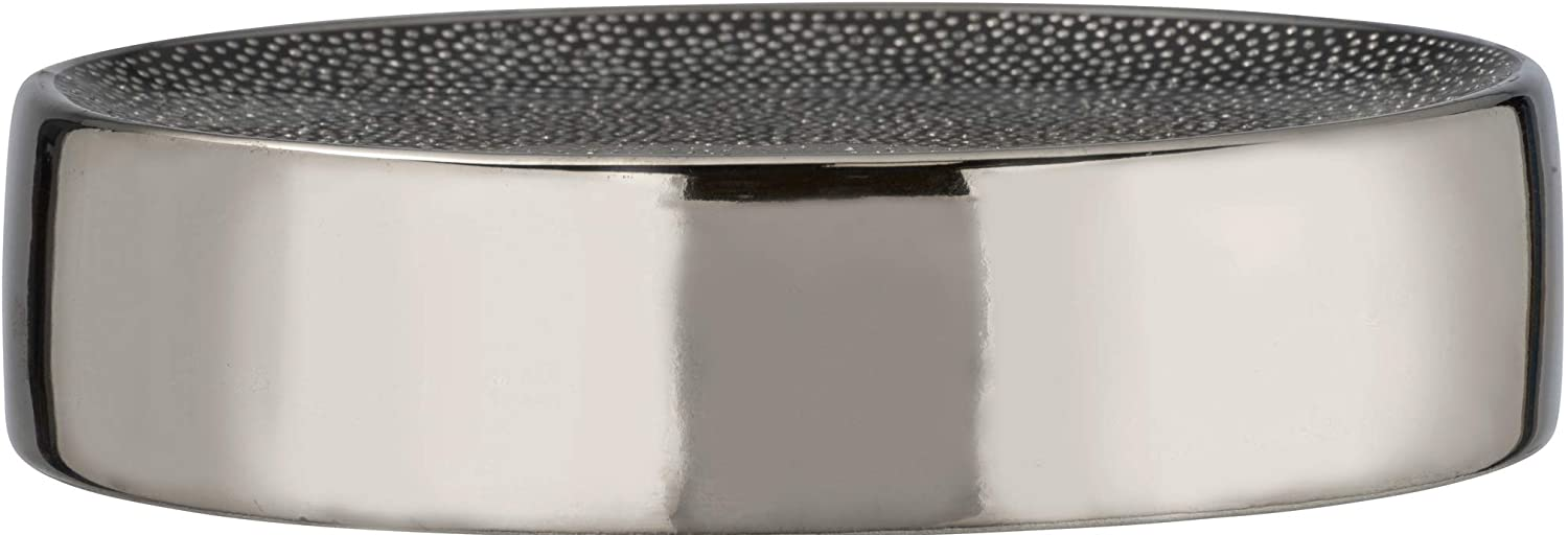 Seifenablage Nuria Silber/Anthrazit Keramik - Seifenschale zur Aufbewahrung von Handseife, Keramik, 12 x 3 x 8 cm, Anthrazit