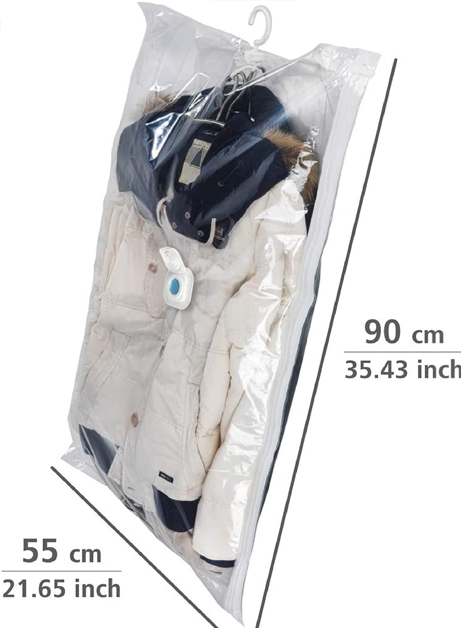 Vakuum Raumspar-Kleidersack L, Vakuum Aufbewahrungsbeutel, 70 x 105 cm, Transparent