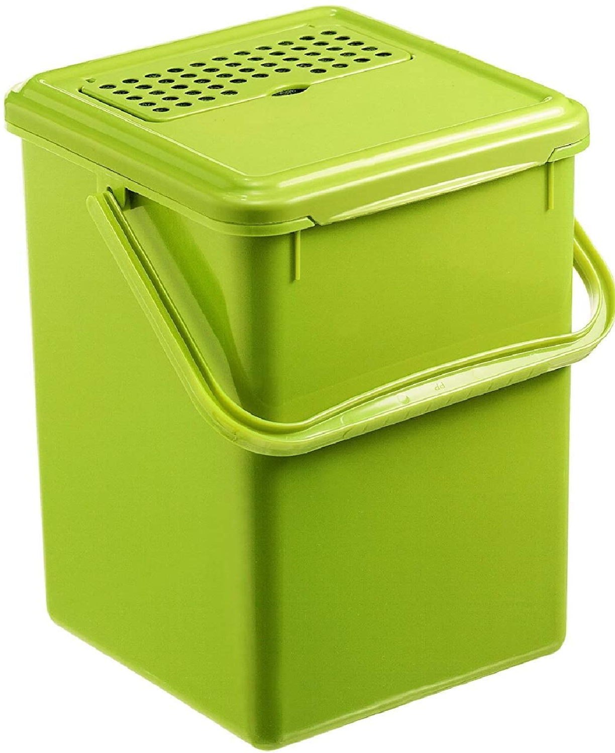 Komposteimer 9l mit Aktivkohlefilter im Deckel, Kunststoff (PP) BPA-frei, grün, 9l (23,0 x 22,5 x 27,5 cm)