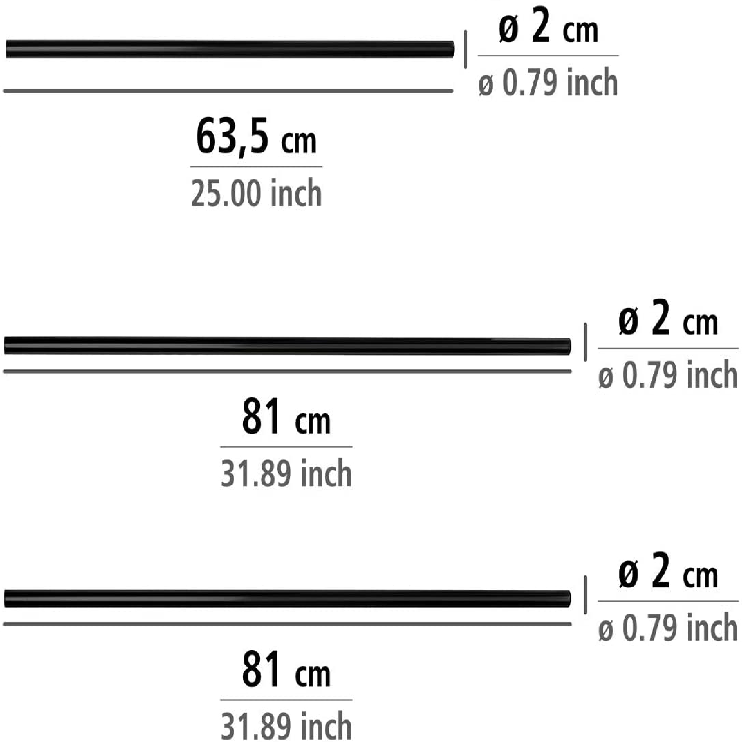 Winkelstange Universal Schwarz - Duschvorhangstange , Aluminium, 2 x 2 cm, Schwarz