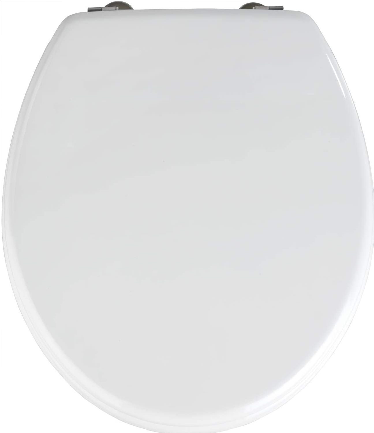 WC-Sitz Prima Weiß, Toilettensitz im Retro-Style, WC-Deckel inkl. Wandpuffer & rostfreier Edelstahlbefestigung, Spülkastengeeignet, Toilettenbrille aus MDF, 37 x 41 cm