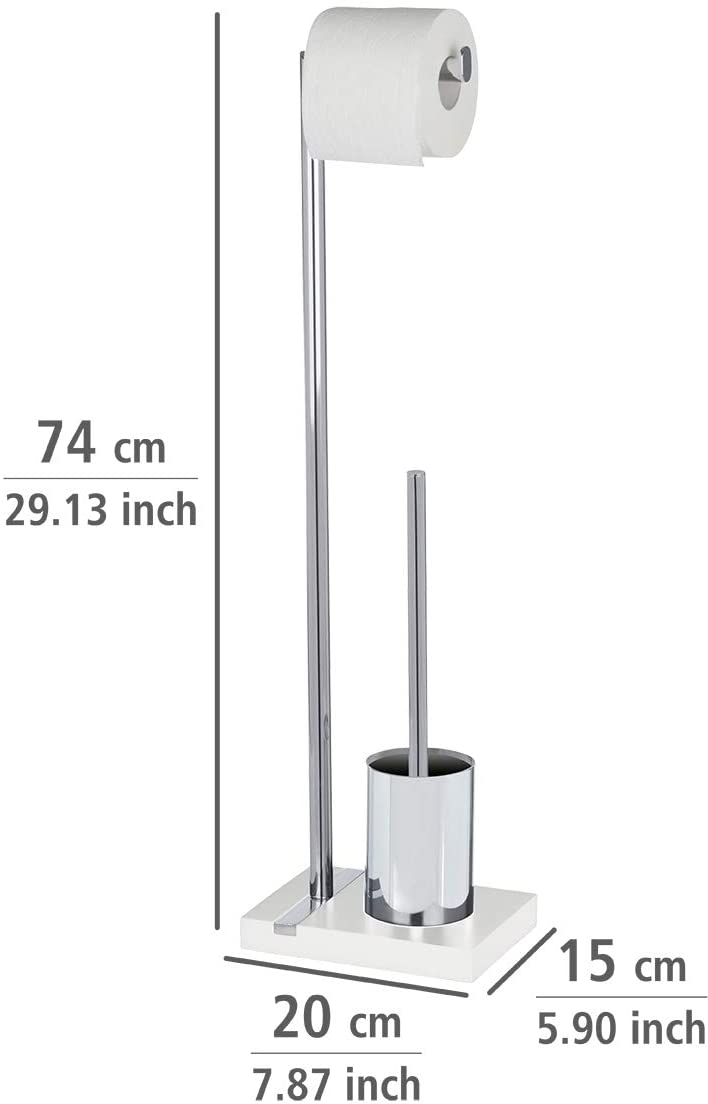 Stand WC-Garnitur Noble White - WC-Bürstenhalter, Stahl, 20 x 74 x 15 cm, Chrom