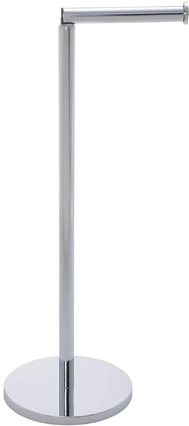 Stand Toilettenpapierhalter mit integriertem Toilettenpapier Ersatzrollenhalter, aus rostfreiem Edelstahl, 21 x 55 x 17 cm, glänzend