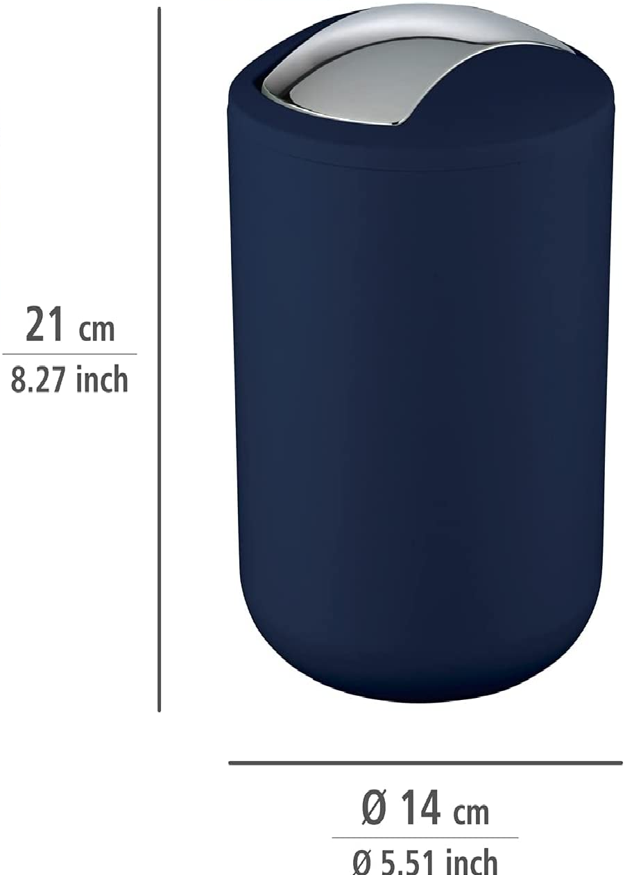 Schwingdeckeleimer Brasil Dunkelblau S - Kosmetikeimer, absolut bruchsicher, Kunststoff (TPE), 14 x 21 x 14 cm, Dunkelblau