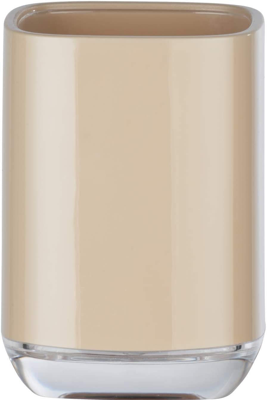 Zahnputzbecher Masone Sand - Zahnbürstenhalter für Zahnbürste und Zahnpasta, Polystyrol, 7.5 x 10.5 x 7.5 cm, Beige