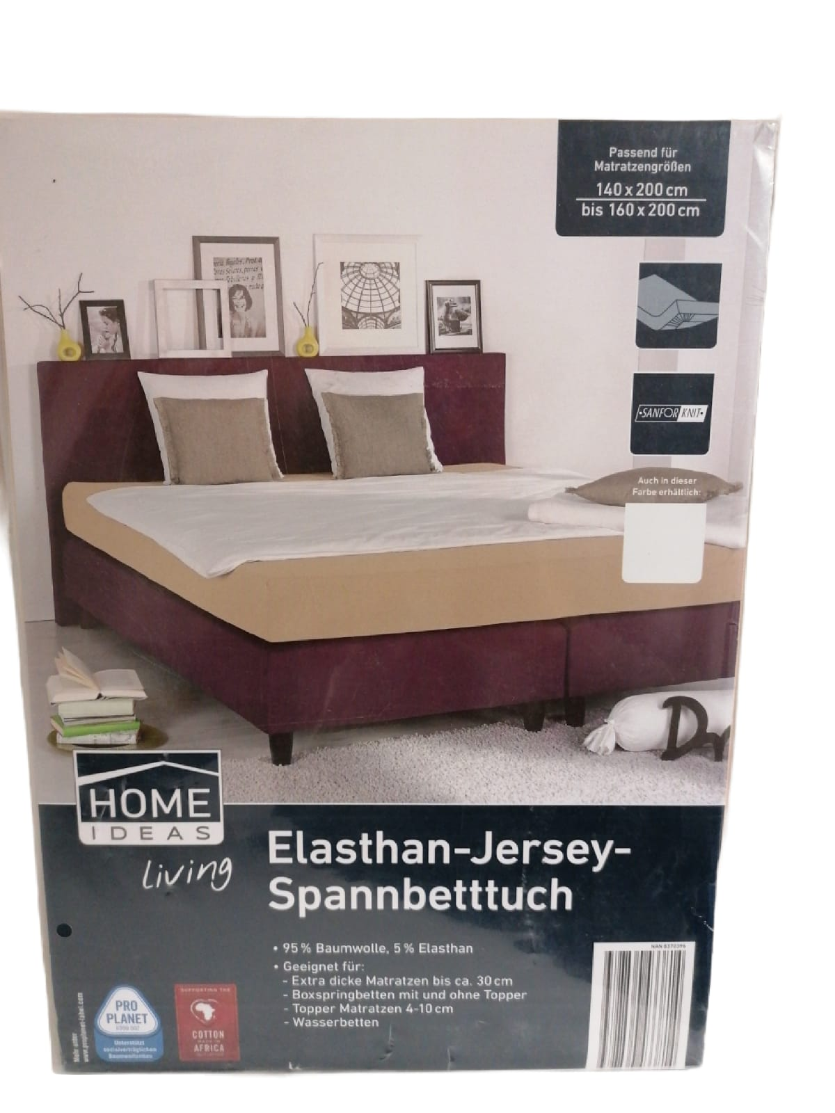 Elasthan-Jersey-Spannbetttuch 140 x 200 cm bis 160 x 200 cm Braun