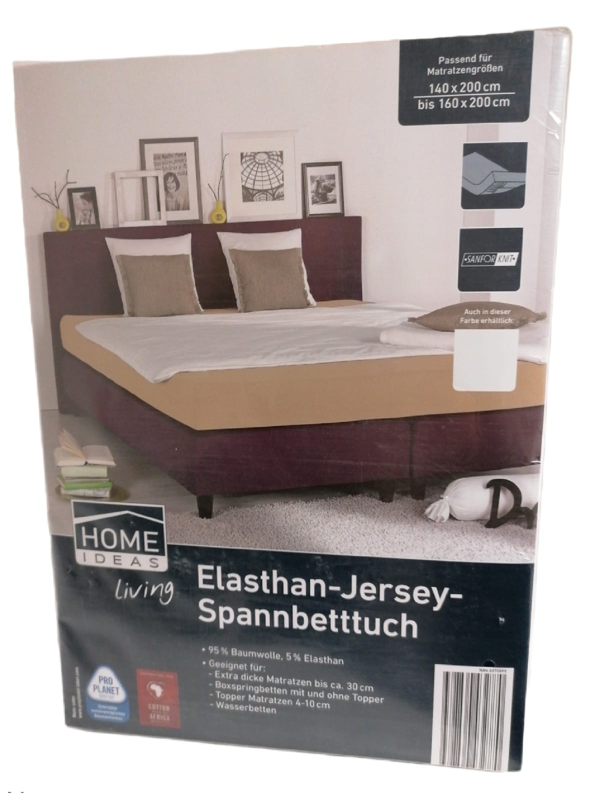 Elasthan-Jersey-Spannbetttuch 140 x 200 cm bis 160 x 200 cm Weiß