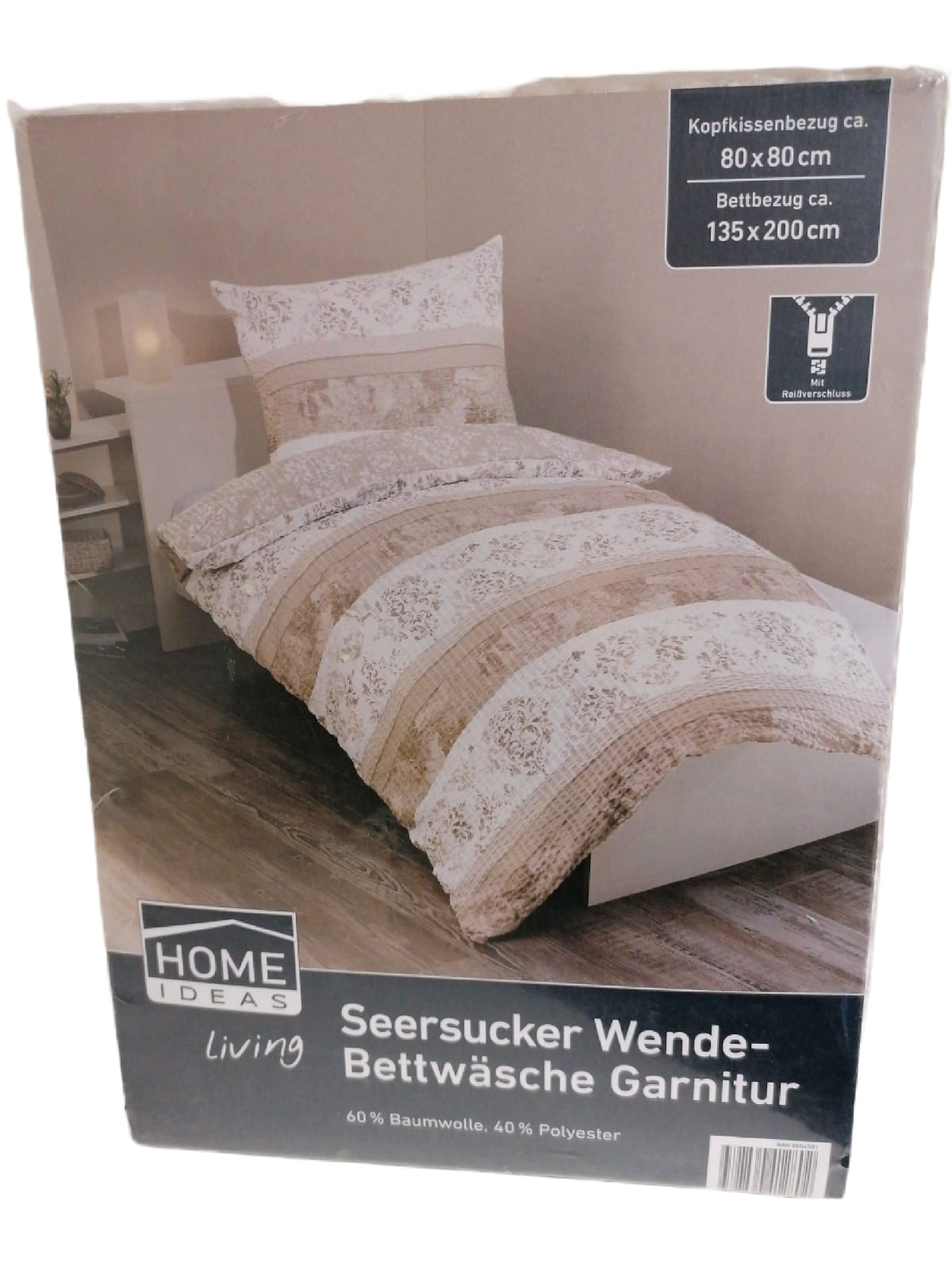 Seersucker Wende-Bettwäsche Garnitur 80 x 80 cm 135 x 200 cm