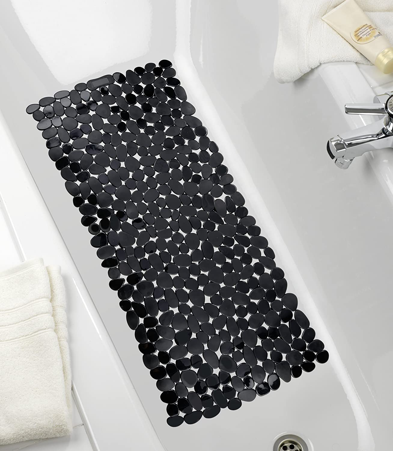 Wanneneinlage Paradise Black - Antirutsch-Badewannenmatte mit Saugnäpfen, Kunststoff (TPR), 36 x 71 cm, Schwarz