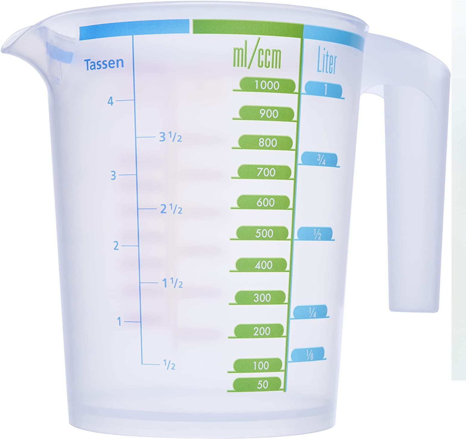Messbecher 1l, 18,5 x 15,4 cm BPA frei transparent-Made in Germany, Kunststoff, 1 Liter, Mehrfarbig
