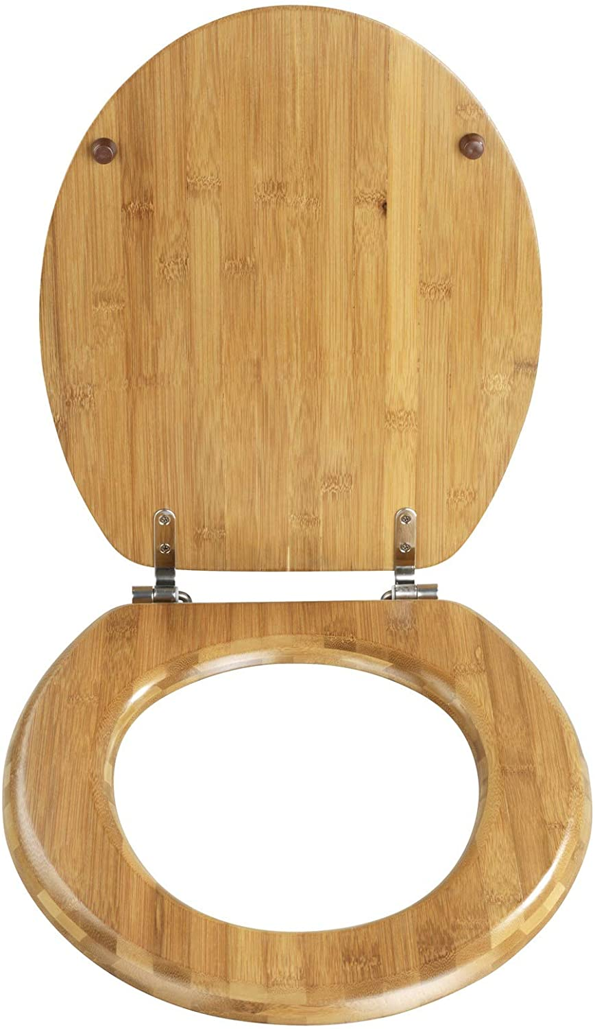 WC-Sitz Bambus Dunkel - Toilettensitz, Edelstahlbefestigung, Bambus, 34 x 41 cm,