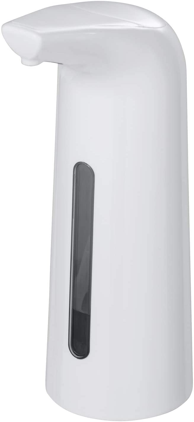 Infrarot Desinfektionsmittel- und Seifenspender Larino Weiß, automatischer Sensor-Desinfektionsspender, auch für Flüssigseife, kontaktlos, nachfüllbar, batteriebetrieben, 400 ml, 9 x 22,5 x 9 cm