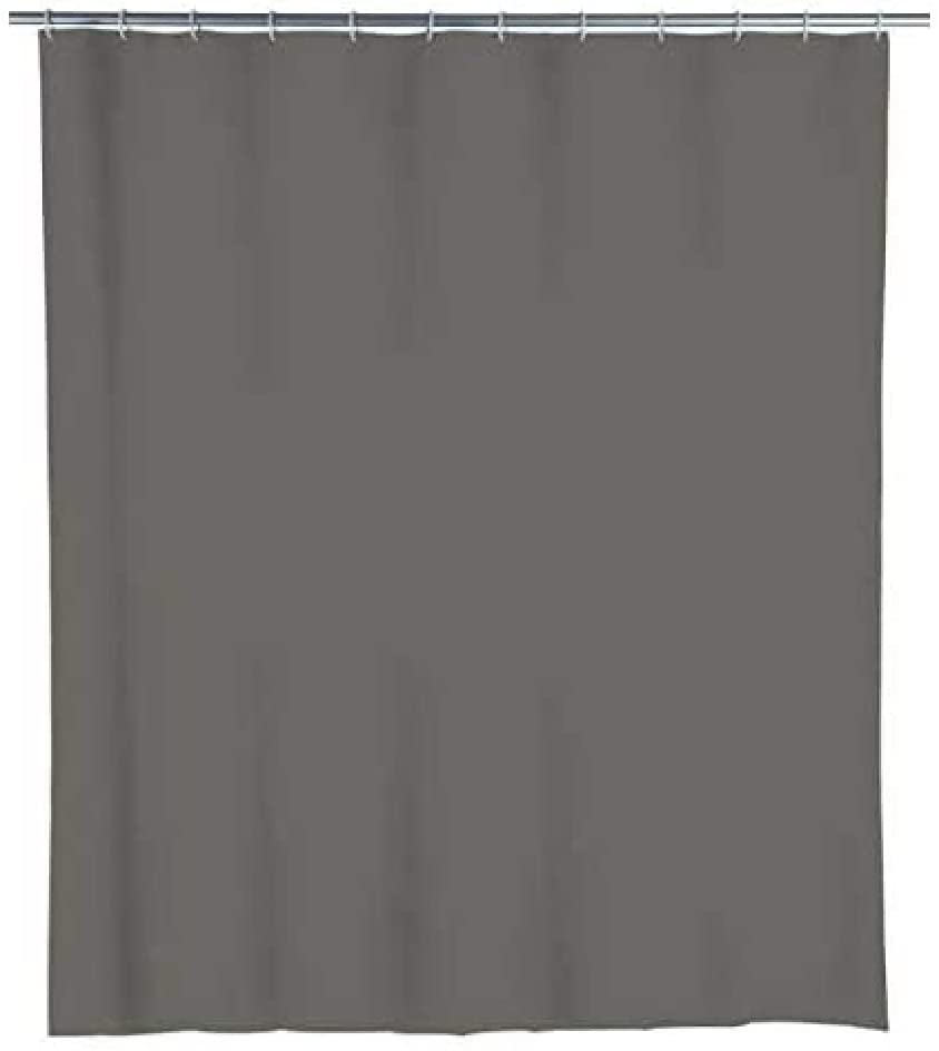 Duschvorhang Uni Mouse Grey - wasserdicht, pflegeleicht, mit 16 Duschvorhangringen, Polyethylen-Vinylacetat, 240 x 180 cm, Grau