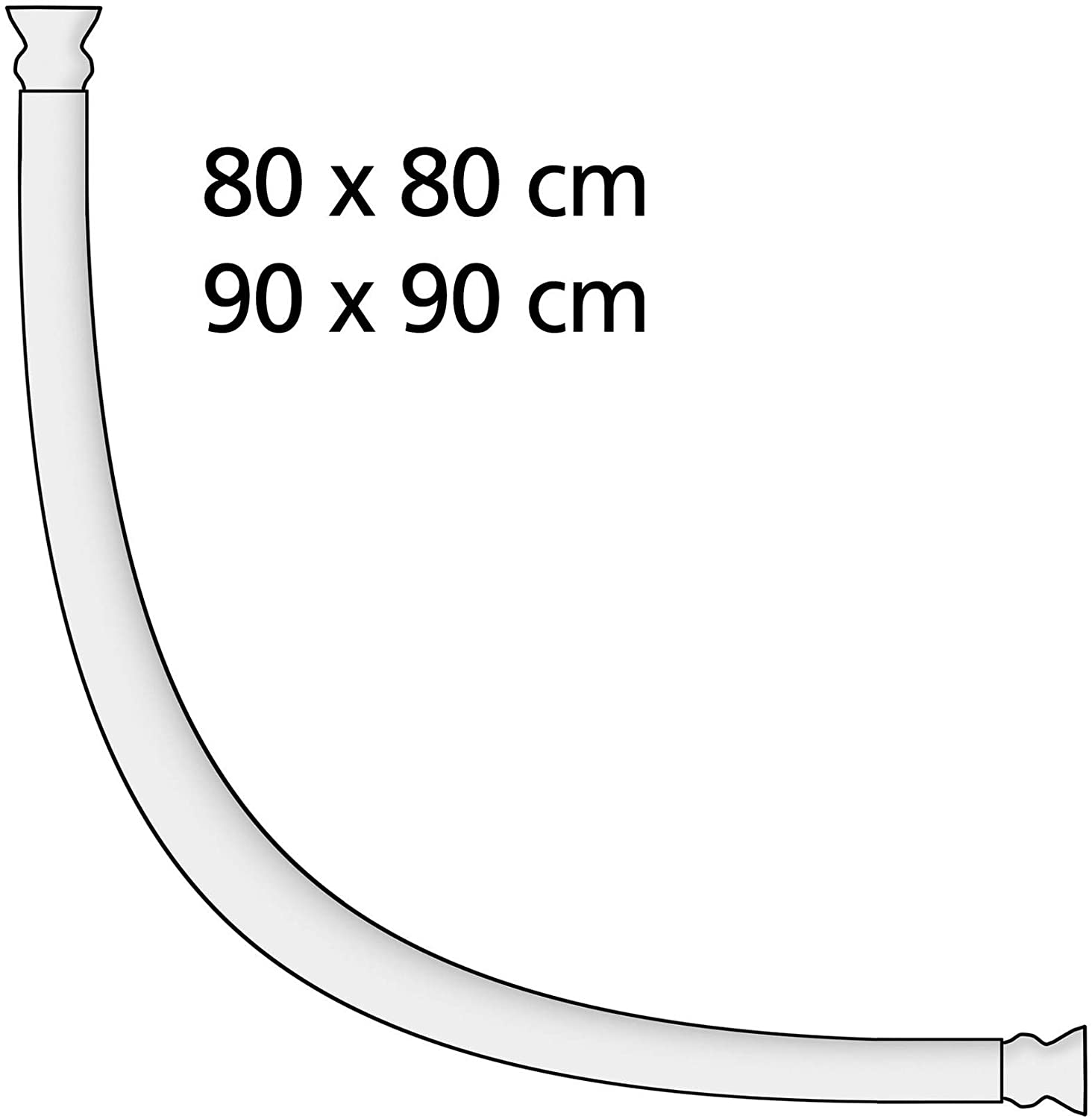 Rundduschstange Chrom - variabel, Aluminium, 2.5 x 2.5 cm, Chrom