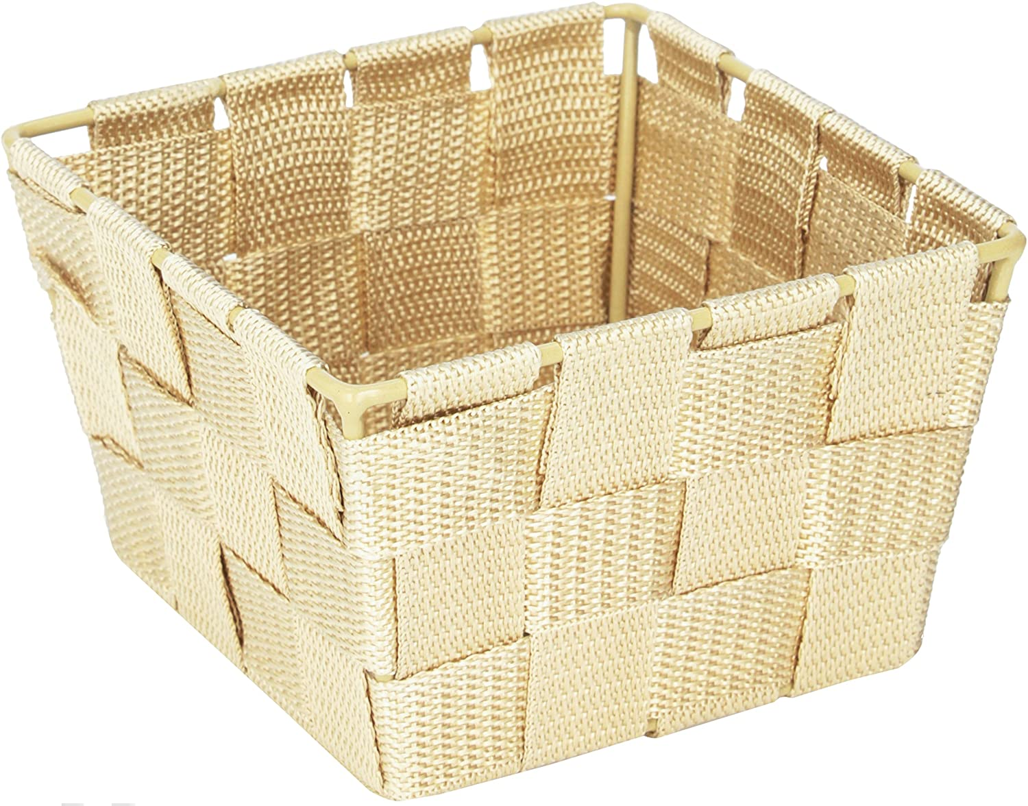 Aufbewahrungskorb Adria Mini Beige - Badkorb, quadratisch, Kunststoff-Geflecht, Polypropylen, 14 x 9 x 14 cm, Beige
