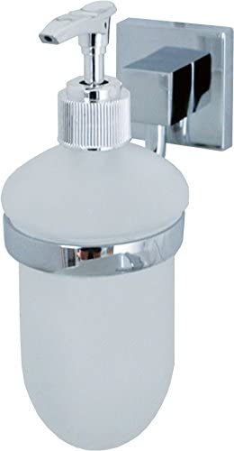 Seifenspender MARE, Behälter für Flüssigseife, Seifenbevorrater mit verchromter Wandhalterung (Farbe: Silber/Milchig), Menge: 1 Stück