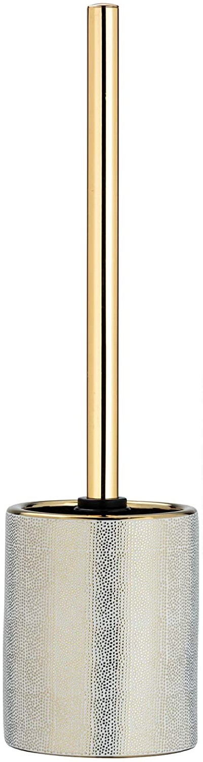 WC-Garnitur Nuria Gold/Weiß - WC-Bürstenhalter, Keramik, 9.5 x 39 x 9.5 cm, Gold