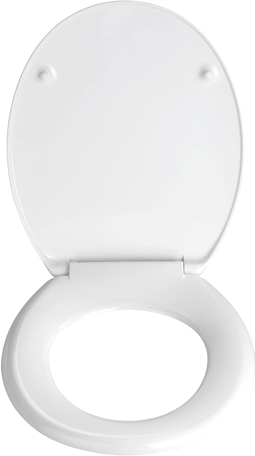 WC-Sitz WC-Häuschen - Antibakterieller Toilettensitz, rostfreie Edelstahlbefestigung, Duroplast, 37.5 x 45 cm, Mehrfarbig