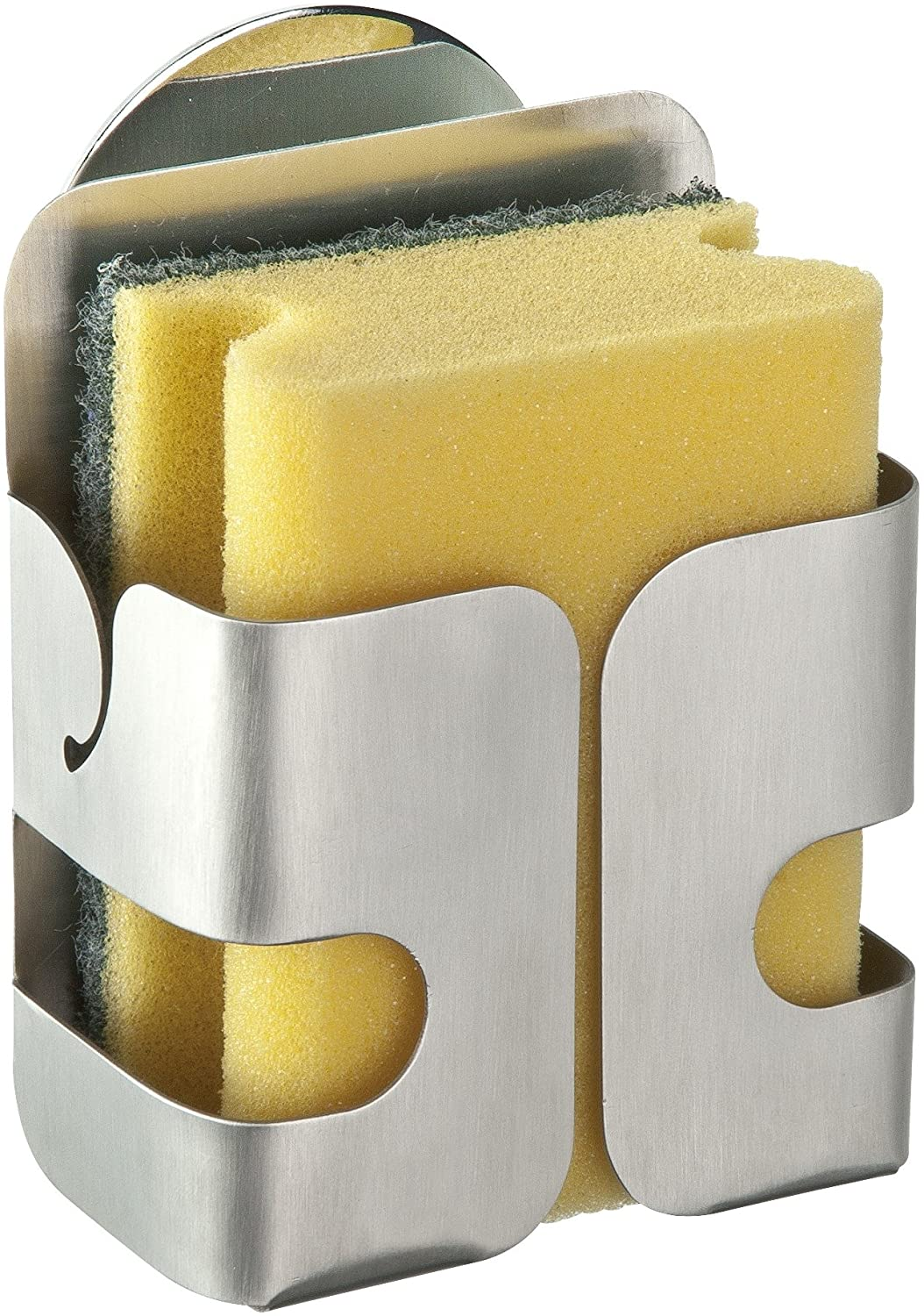 Turbo-Loc® Edelstahl Schwammhalter - Befestigen ohne bohren, Edelstahl rostfrei, 8.1 x 11 x 5.3 cm, Silber matt