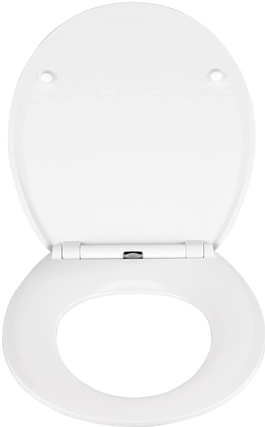 Premium WC-Sitz Mora - Antibakterieller Toiletten-Sitz mit Absenkautomatik, rostfreie Fix-Clip Hygiene Edelstahlbefestigung, Duroplast, 37 x 44.5 cm, Weiß
