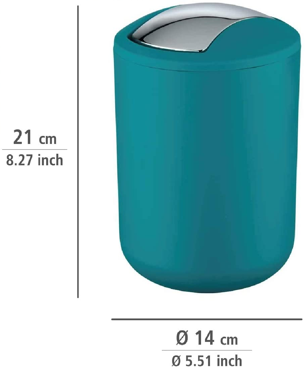 Schwingdeckeleimer Brasil Petrol S - Kosmetikeimer, absolut bruchsicher Fassungsvermögen: 2 l, Kunststoff (TPE), 14 x 21 x 14 cm, Petrol