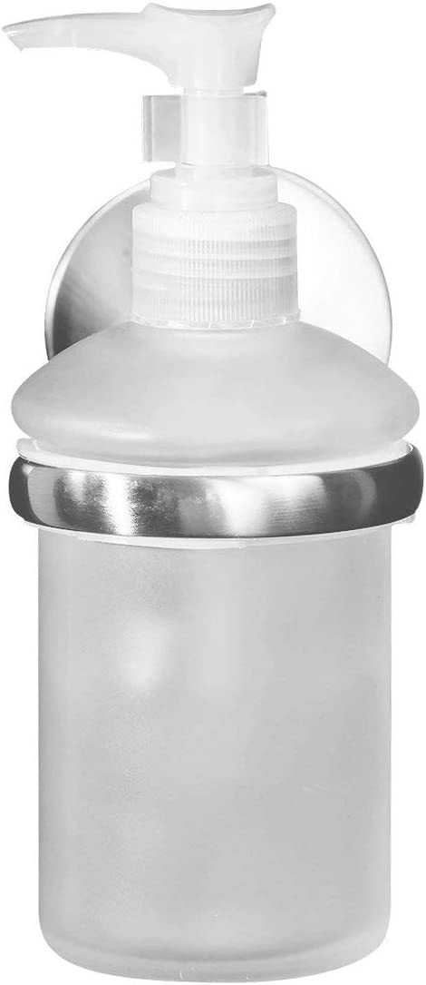 Seifenspender VISION, Behälter für Flüssigseife, Seifenbevorrater mit verchromter Wandhalterung (Farbe: Silber/Milchig), Menge: 1 Stück