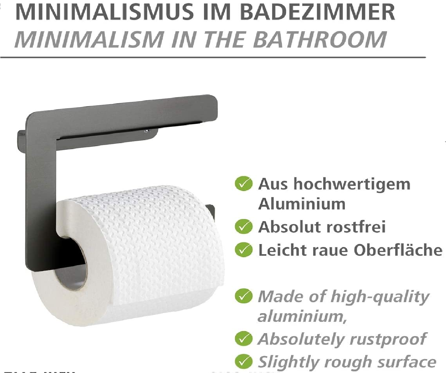 Toilettenpapierhalter Montella - Papierrollenhalter zum Schrauben, rostfrei, Aluminium, 17 x 14 x 5.5 cm, Anthrazit