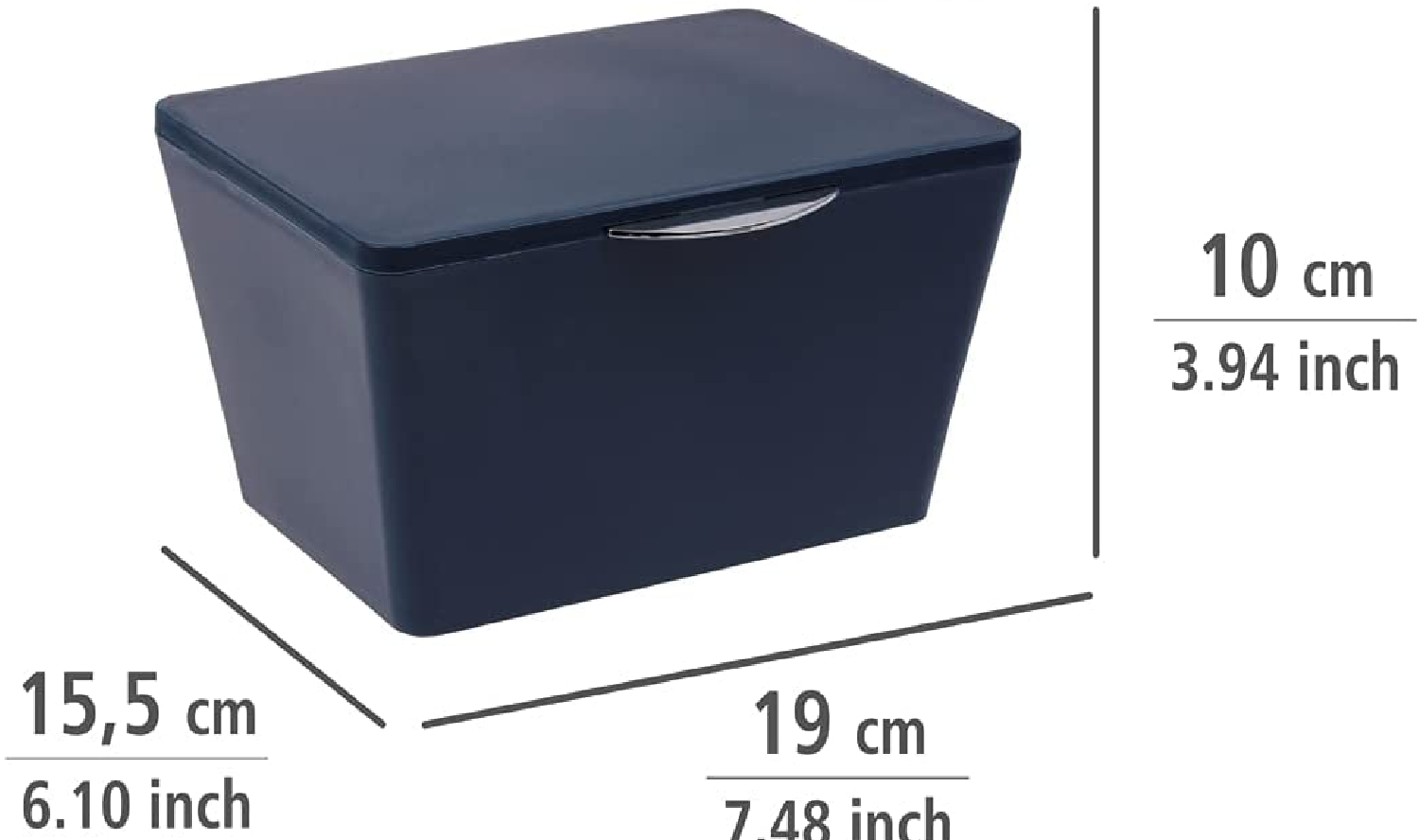 Aufbewahrungsbox mit Deckel Brasil Dunkelblau - Aufbewahrungskorb, Badkorb mit Deckel, Kunststoff (TPE), 19 x 10 x 15.5 cm, Dunkelblau