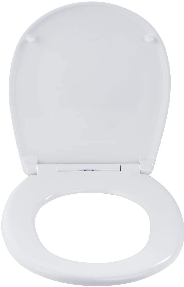 WC Sitz mit Absenkautomatik Varoni, Toilettendeckel, Toilettensitz, Flix Clip Hygienebefestigung, Einfache Montage, Soft Close, Duroplast, Oval, Weiß