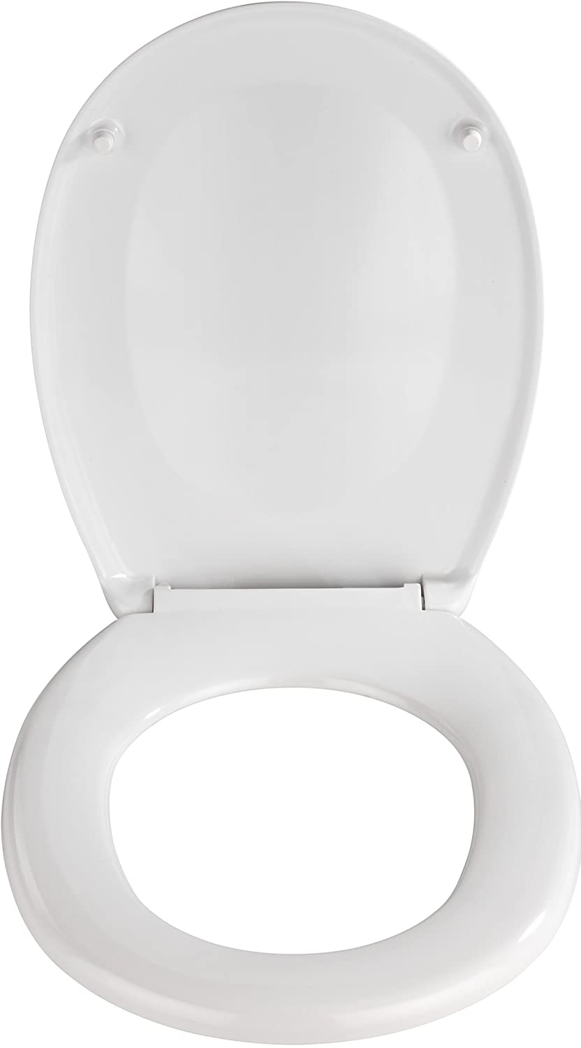 WC-Sitz Savio - Antibakterieller Toilettensitz, Easy-Close Absenkautomatik, verchromte Kunststoff-Befestigung, Duroplast, 35 x 44.5 cm, Weiß