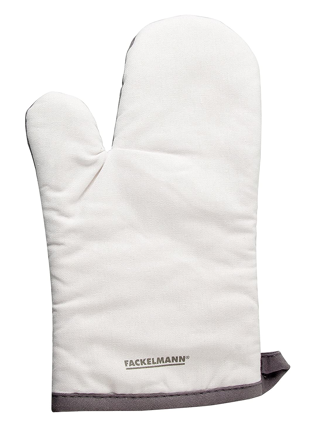 Topfhandschuh, Ofenhandschuh aus Baumwolle, für Links- und Rechtshänder geeignet, in klassischem Design (Farbe: Weiß/Grau), Menge: 1 Stück