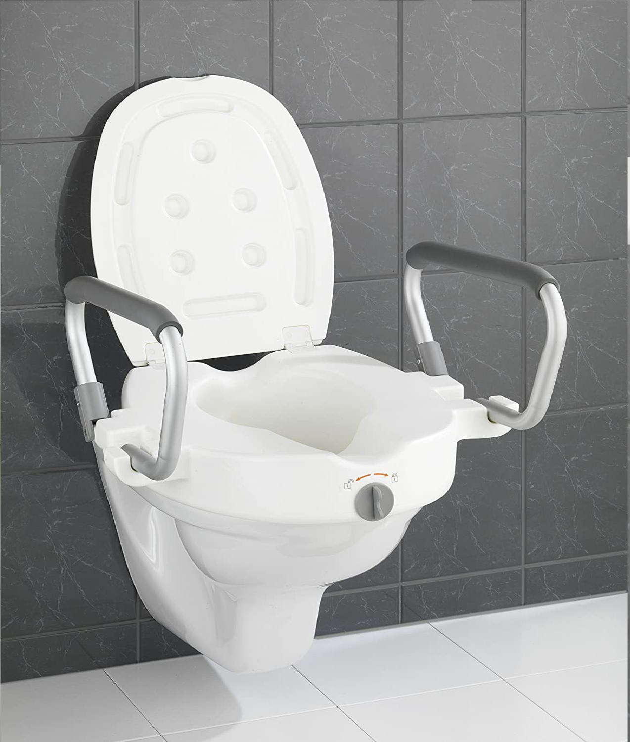 WC-Sitz Erhöhung mit Stützgriffen Secura - Toilettensitzerhöhung, Kunststoff, 55 x 37.5 x 47.5 cm, Weiß