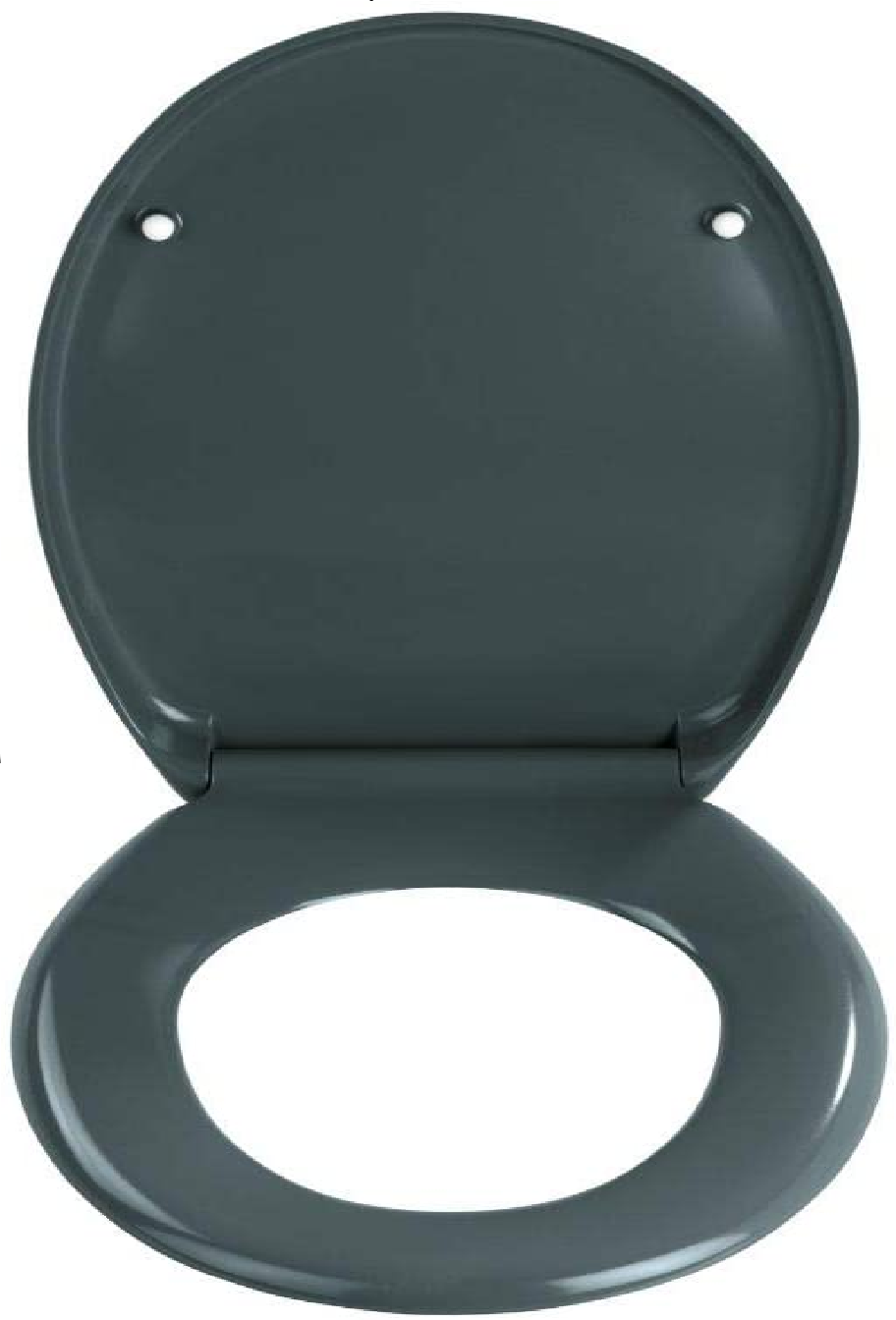 Premium WC-Sitz Ottana Dunkelgrau - Antibakterieller Toilettensitz, Absenkautomatik, rostfreie Fix-Clip Hygiene Edelstahlbefestigung, Duroplast, 37.5 x 44.5 cm, Dunkelgrau