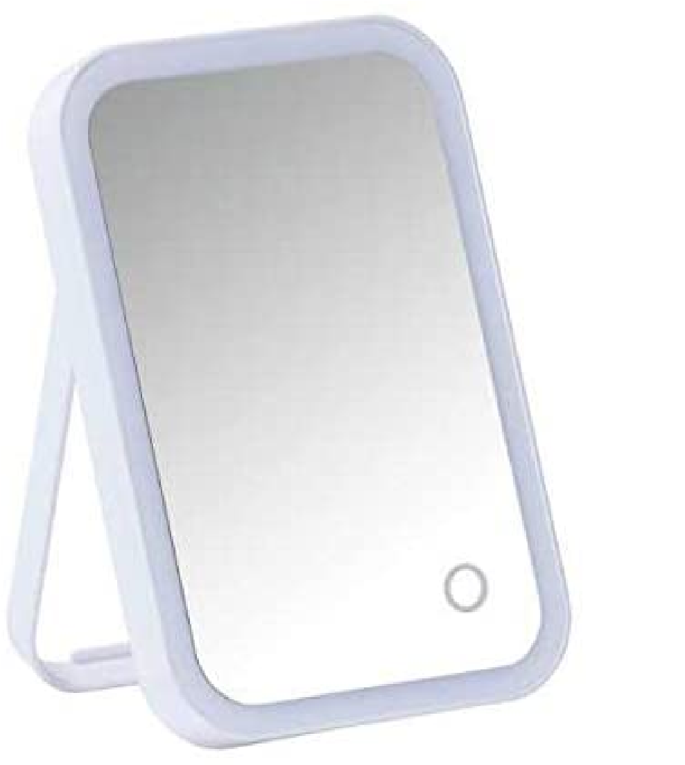 LED Kosmetik-Standspiegel Arizona - Kosmetikspiegel, Leucht-Spiegel, Spiegelfläche: 12 x 15.5 cm, Kunststoff, 4 x 22 x 15 cm, Weiß